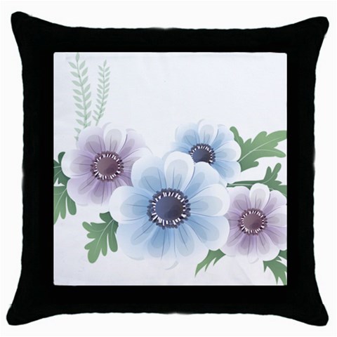 Flower028 Throw Pillow Case (Black) from ArtsNow.com Front