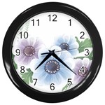 Flower028 Wall Clock (Black)