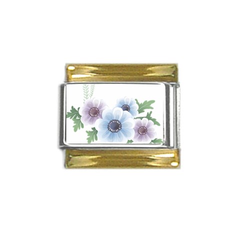 Flower028 Gold Trim Italian Charm (9mm) from ArtsNow.com Front