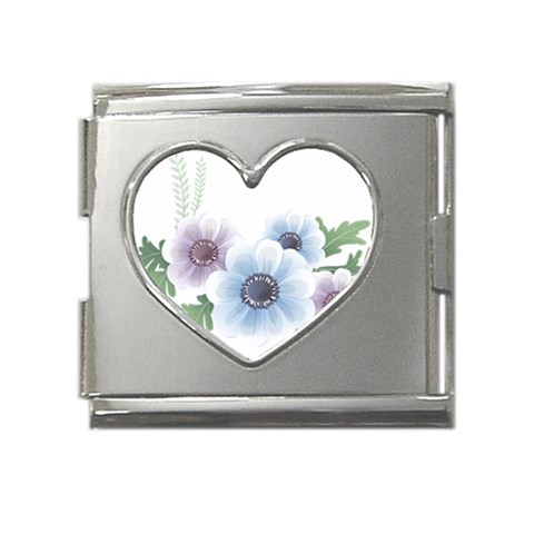 Flower028 Mega Link Heart Italian Charm (18mm) from ArtsNow.com Front