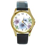 Flower028 Round Gold Metal Watch