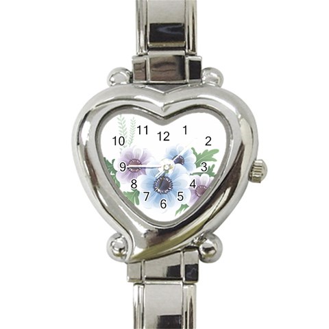 Flower028 Heart Italian Charm Watch from ArtsNow.com Front