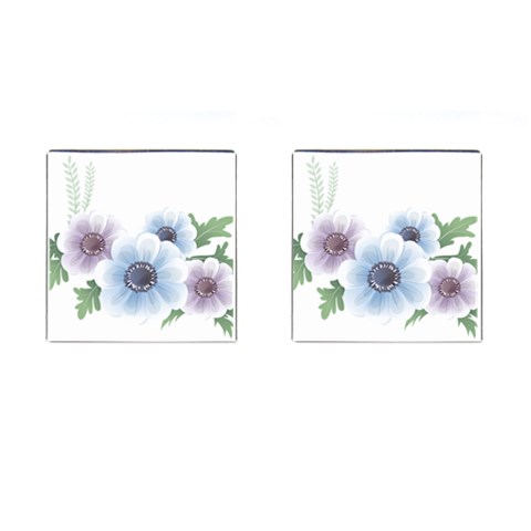 Flower028 Cufflinks (Square) from ArtsNow.com Front(Pair)