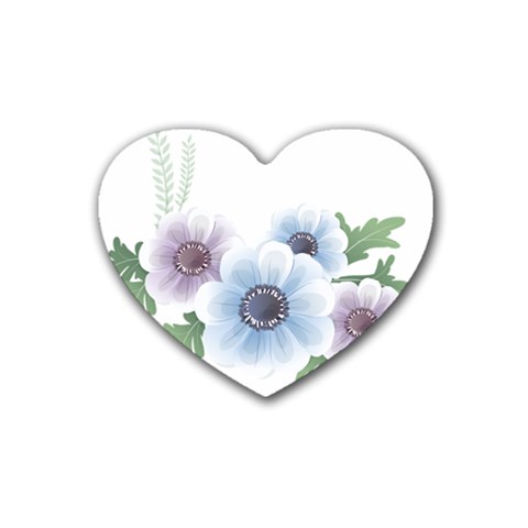 Flower028 Rubber Coaster (Heart) from ArtsNow.com Front