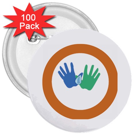 Hand 3  Button (100 pack) from ArtsNow.com Front