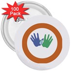 Hand 3  Button (100 pack)