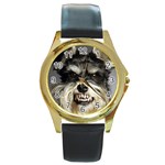 Animals Dogs Funny Dog 013643  Round Gold Metal Watch