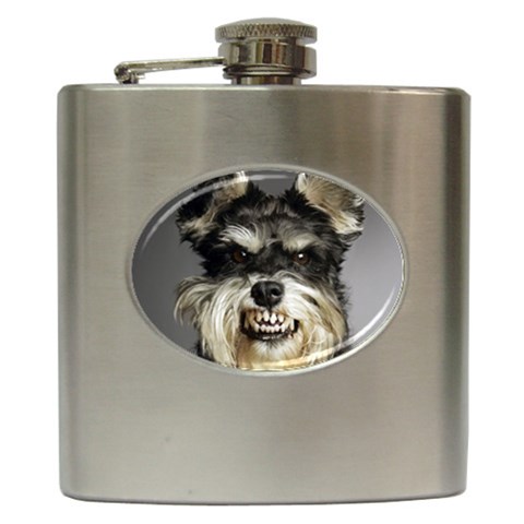 Animals Dogs Funny Dog 013643  Hip Flask (6 oz) from ArtsNow.com Front