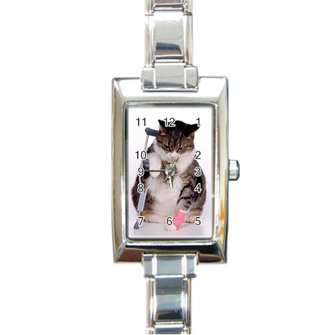1200581839 1024x768 Cat With Crutches Rectangular Italian Charm Watch from ArtsNow.com Front