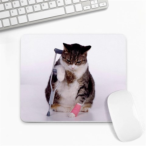 1200581839 1024x768 Cat With Crutches Large Mousepad from ArtsNow.com Front