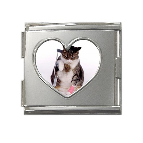 1200581839 1024x768 Cat With Crutches Mega Link Heart Italian Charm (18mm) from ArtsNow.com Front