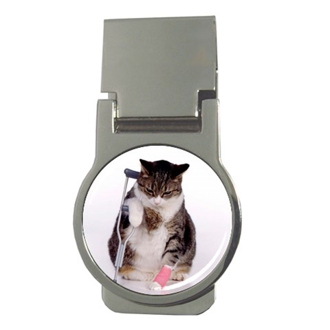 1200581839 1024x768 Cat With Crutches Money Clip (Round) from ArtsNow.com Front