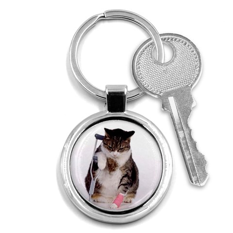 1200581839 1024x768 Cat With Crutches Key Chain (Round) from ArtsNow.com Front