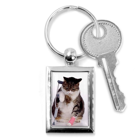 1200581839 1024x768 Cat With Crutches Key Chain (Rectangle) from ArtsNow.com Front