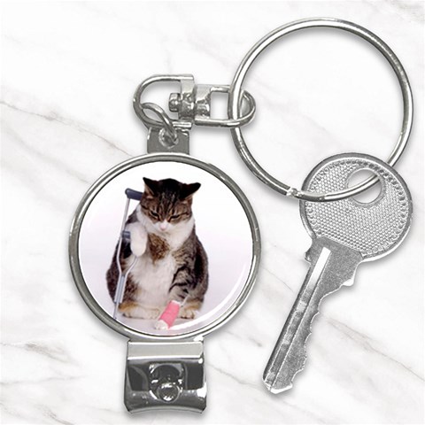 1200581839 1024x768 Cat With Crutches Nail Clippers Key Chain from ArtsNow.com Front