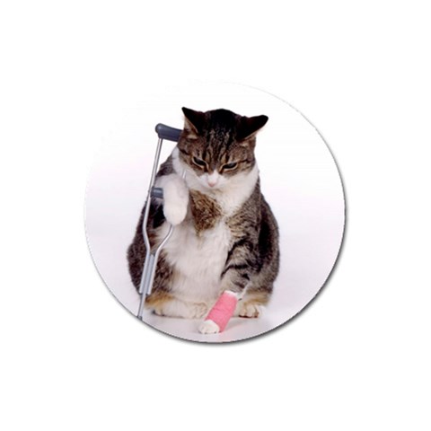 1200581839 1024x768 Cat With Crutches Magnet 3  (Round) from ArtsNow.com Front