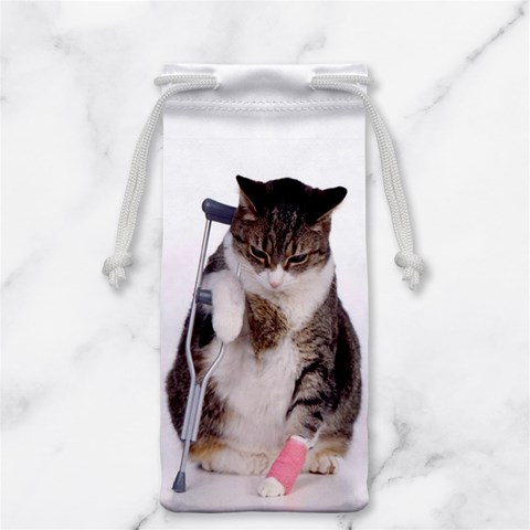 1200581839 1024x768 Cat With Crutches Jewelry Bag from ArtsNow.com Front