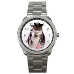 1200581839 1024x768 Cat With Crutches Sport Metal Watch