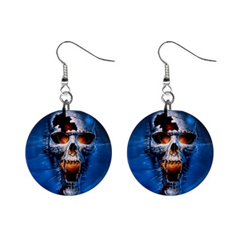Scary Skull  1  Button Earrings from ArtsNow.com Front