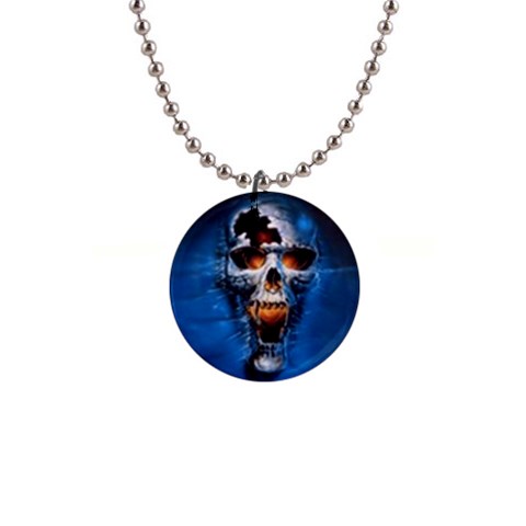 Scary Skull  1  Button Necklace from ArtsNow.com Front