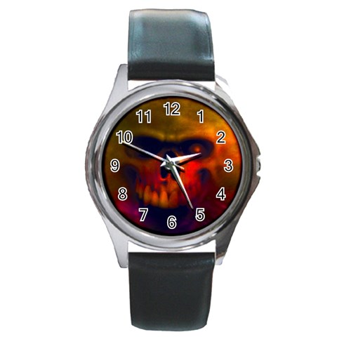 Scary Skull  Round Metal Watch from ArtsNow.com Front