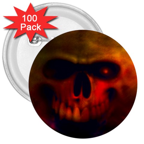 Scary Skull  3  Button (100 pack) from ArtsNow.com Front