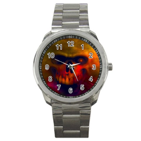 Scary Skull  Sport Metal Watch from ArtsNow.com Front