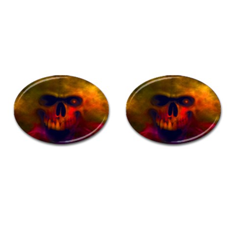 Scary Skull  Cufflinks (Oval) from ArtsNow.com Front(Pair)