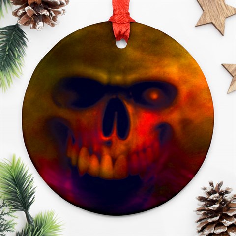 Scary Skull  Round Ornament (Two Sides) from ArtsNow.com Front