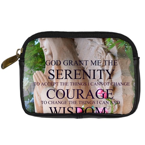 Serenity Prayer Roses Digital Camera Leather Case from ArtsNow.com Front
