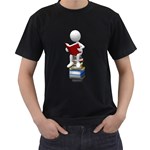 Stick Figure Sitting On Books 1600 Clr Black T-Shirt