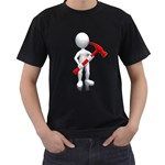 Stick Figure Holding Hammer 1600 Clr Black T-Shirt