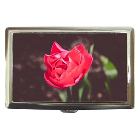 Red flower Cigarette Money Case from ArtsNow.com Front