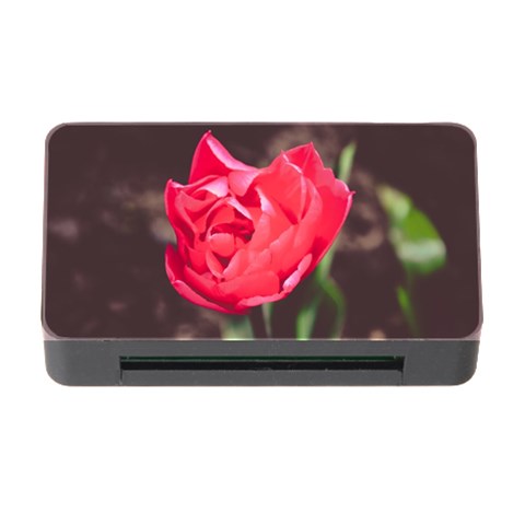 Red flower Memory Card Reader with CF (Rectangular) from ArtsNow.com Front