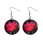 Red flower 1  Button Earrings