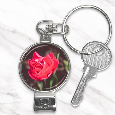 Red flower Nail Clippers Key Chain from ArtsNow.com Front