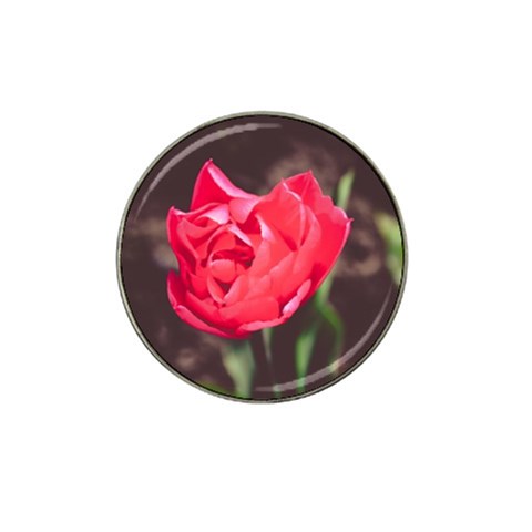 Red flower Hat Clip Ball Marker from ArtsNow.com Front