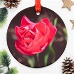 Red flower Round Ornament (Two Sides)