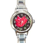 Red flower Round Italian Charm Watch