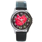 Red flower Round Metal Watch