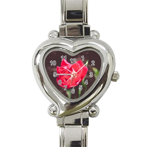 Red flower Heart Italian Charm Watch from ArtsNow.com Front