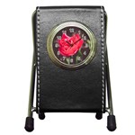 Red flower Pen Holder Desk Clock