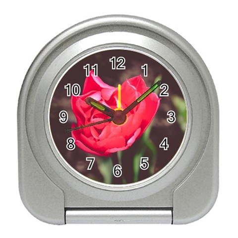Red flower Travel Alarm Clock from ArtsNow.com Front