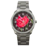 Red flower Sport Metal Watch