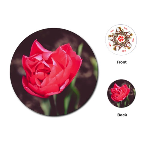 Red flower Playing Cards (Round) from ArtsNow.com Front