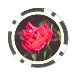 Red flower Poker Chip Card Guard from ArtsNow.com Front