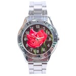 Red flower Stainless Steel Analogue Men’s Watch