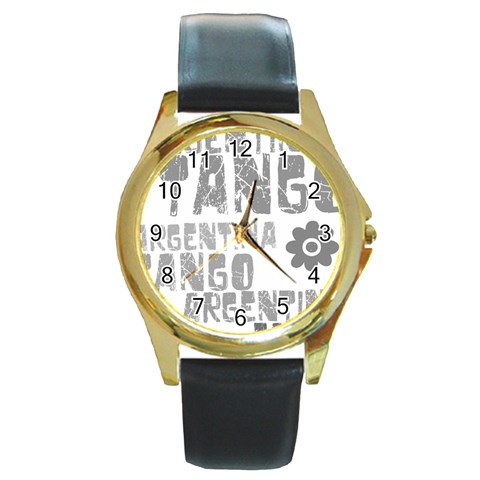 Argentina tango Round Gold Metal Watch from ArtsNow.com Front