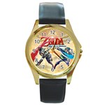 The Legend Of Zelda   Skyward Sword (logo) Round Gold Metal Watch