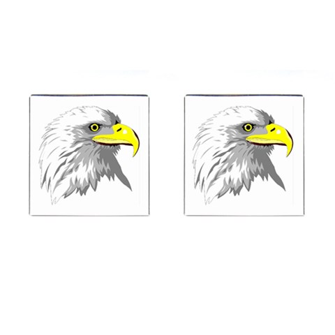 Bald Eagle Head Cufflinks (Square) from ArtsNow.com Front(Pair)